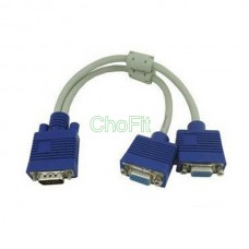 Computer Desktop 1 PC To 2 VGA SVGA Monitor Y Splitter Cable Adapter Converter